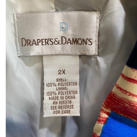 Drapers & Damons Womens 2X Zip Front Jacket  Red White Blue Americana  USA - Picture 2 of 10